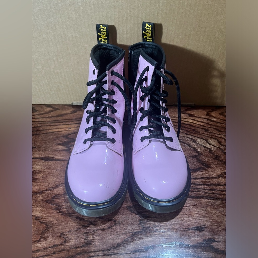 Doc Dr Martens AirWair Pink Patent Leather Zipper Combat 1460 Kids SIZE 3
